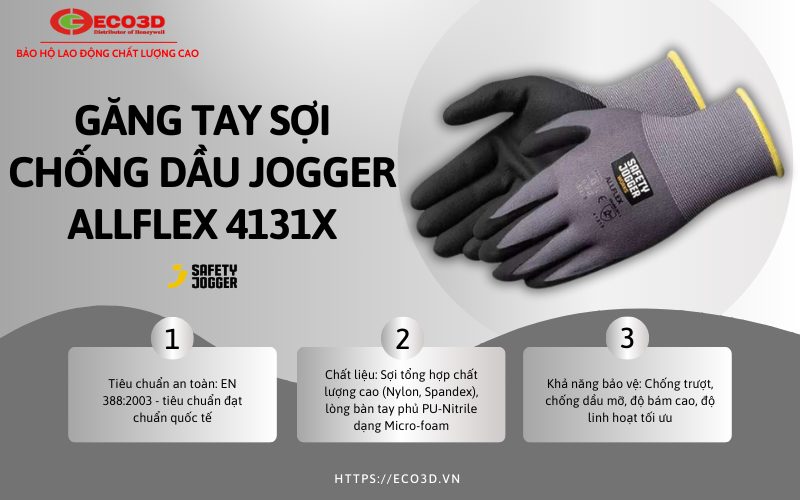 Găng tay sợi chống trượt Jogger Allflex 4131X